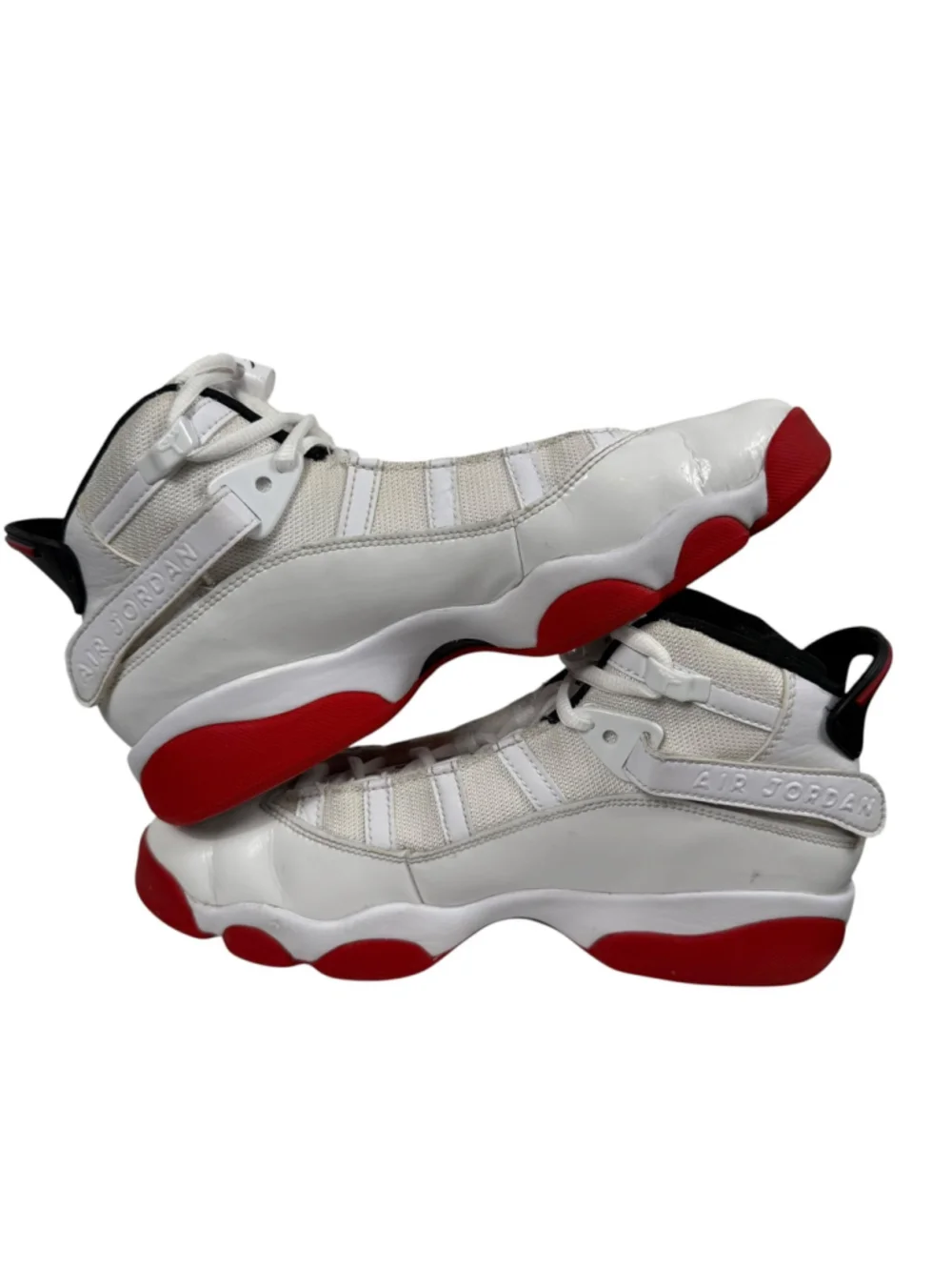 Jordan 6 Rings Home Basketball Shoes White Varsity Red Black Size 7Y 323419-160
